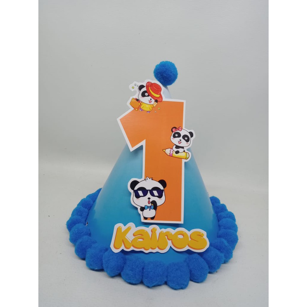 Topi spesial baby bus / topi ulang tahun spesial baby bus / topi kerucut baby bus