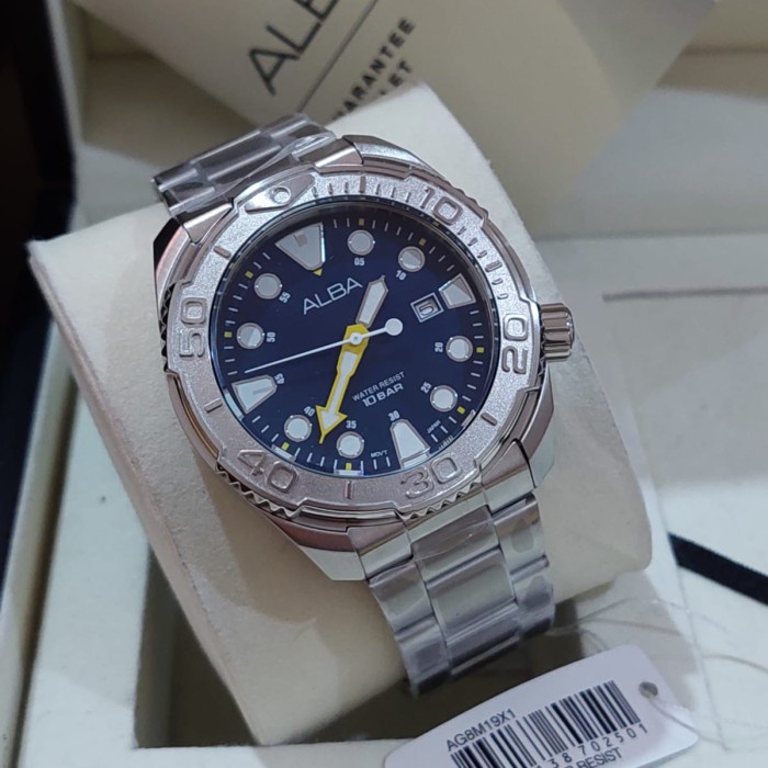 ALBA AG8M19X1 AG8M19 SILVER BLUE Original Jam Tangan Pria