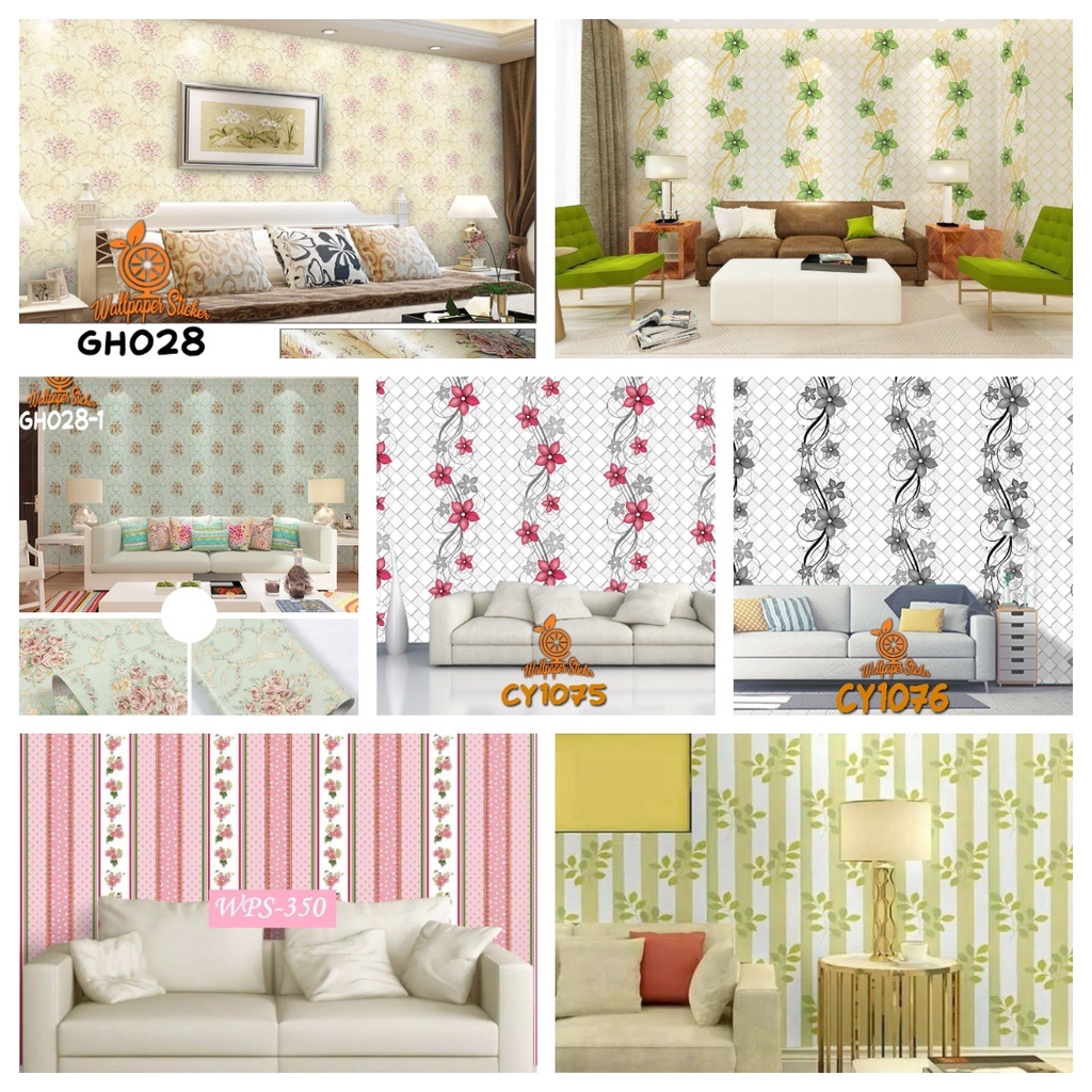 BAYAR DI TEMPAT (COD) !!! WALLPAPER STIKER DINDING MOTIF BUNGA Ukuran 45cm X 5Meter BEST SELLER TERMURAH- ALBINO 88