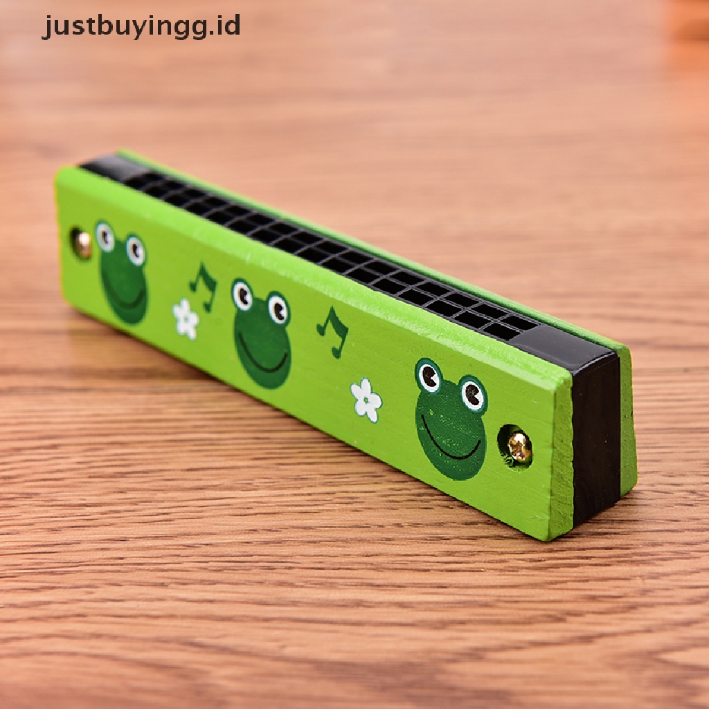 Justbuyingg.Id Harmonika Tremolo 16 Lubang Cover Kayu Multi Warna Untuk Mainan Edukasi Anak