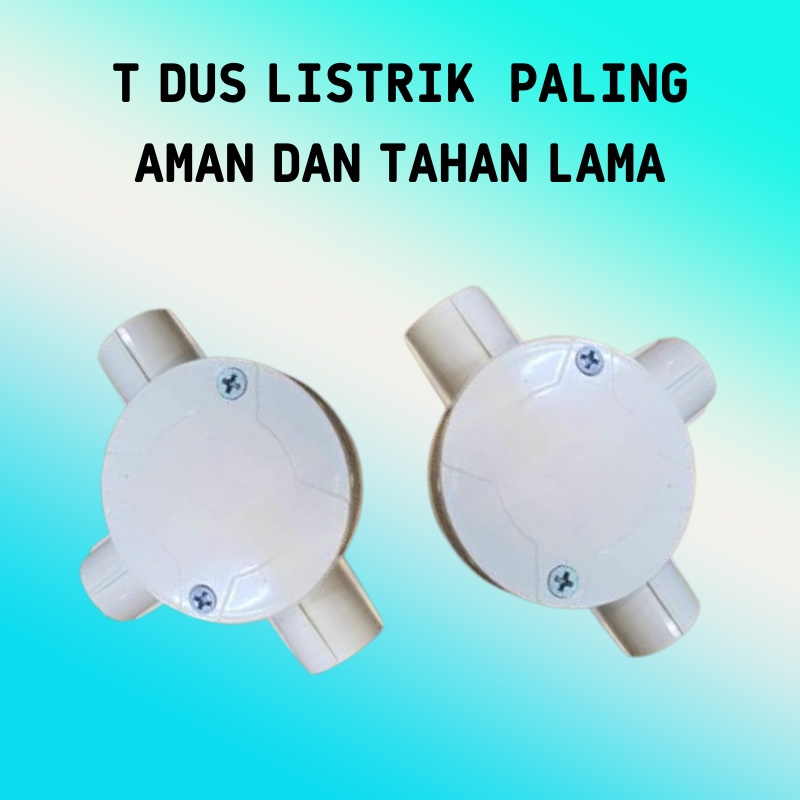 T dus cabang 3 tanam tembok boss putih hitam 20 mm sambungan kabel listrik