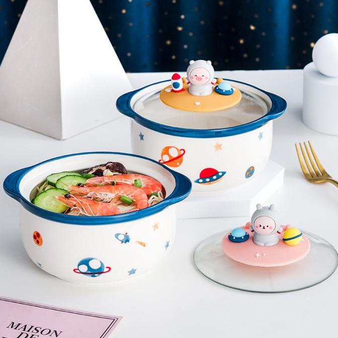 Panci Keramik Korea Motif Luar Angkasa |Panci Keramik Ramen Mie Instan