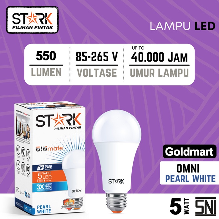 Bohlam Lampu LED 5 Watt STARK E27 Putih Pearl White