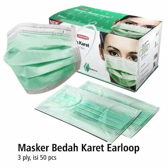 Masker earloop 3 ply onemed / Onemed Masker karet 3 lapis