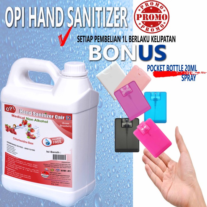 Hand Sanitizer 5 Liter Non Alkohol Stoberi dll Bonus Botol saku cantik Promo berlaku hanya bulan ini saja, ayo buruan sebelum habis periode promo sudah ada izin edar resmi by Oke sabun suplayer