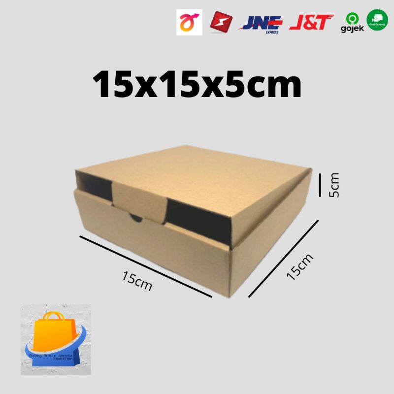 

kardus murah/karton /box packing ukuran 15x15x5 cm model kardus pizza / dus die cut 15x15x5 cm pizza / box baju murah / makanan karton box - dus souvenir / kotak makan