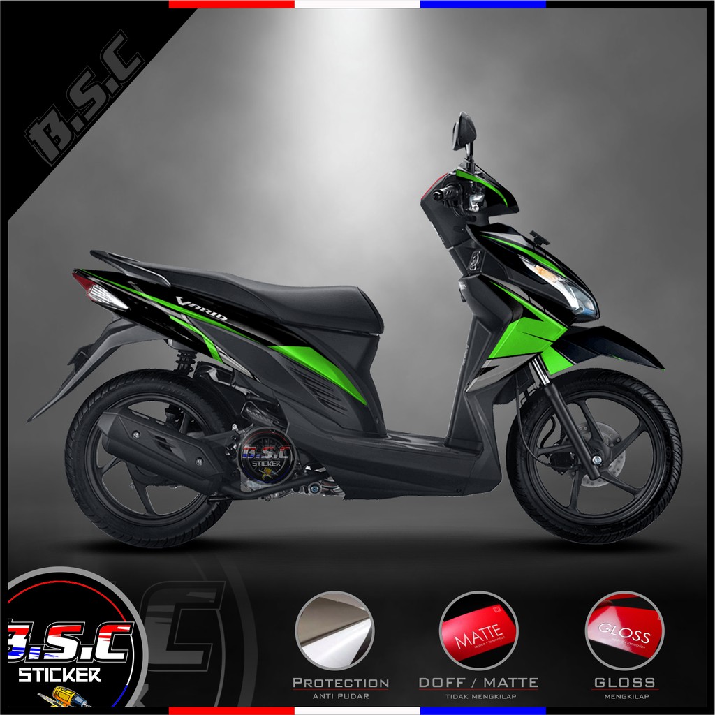 Sticker Motor Stiker Decal FULL BODY Vario 110 ESP Vario Remot Motif Flash Tech Green