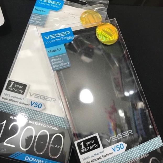 Powerbank Veger 12000mah v50 slim / powerbank veger slim 12000mah original garansi 1tahun