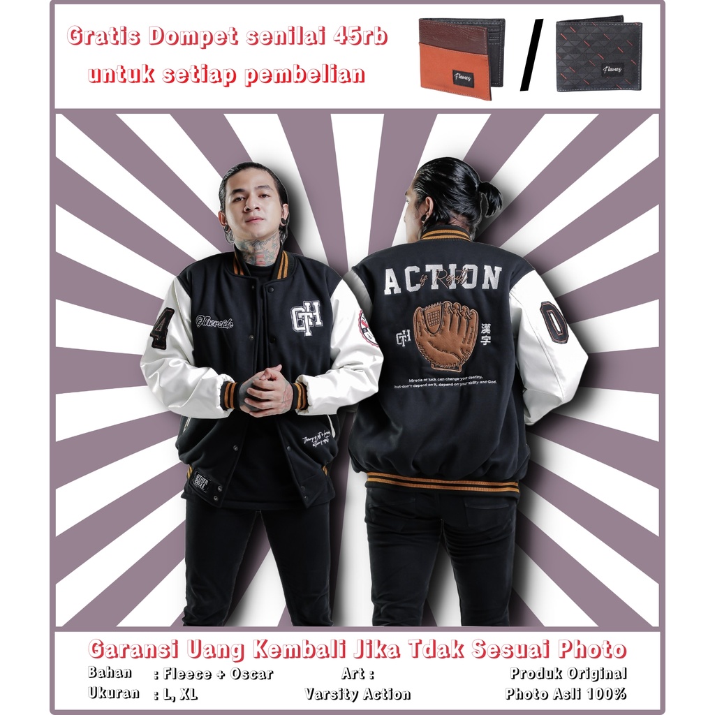 Jaket Varsity Varisty Varsty Jacket Pria Original Vintage Baseball Aksi