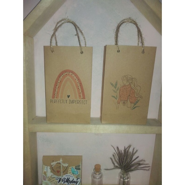 

paperbag aesthetic coklat craft random /custom ukuran 16x9x5cm