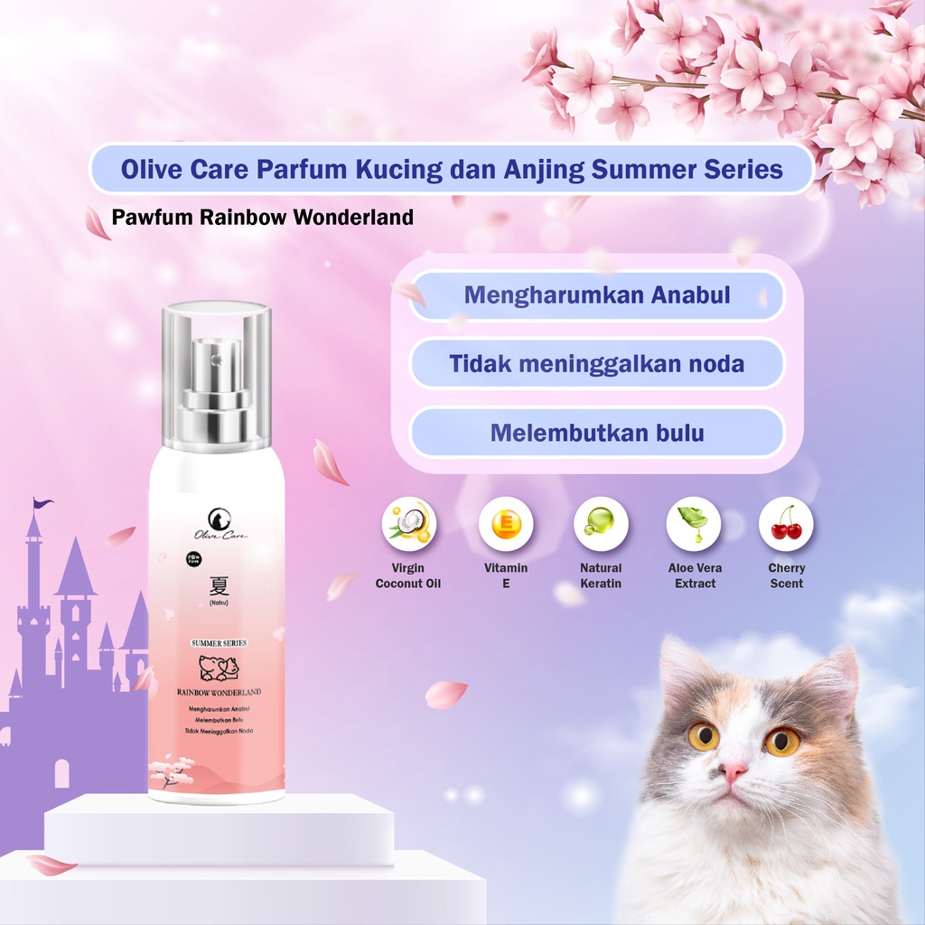 Olive Care Parfum Kucing Anjing RAINBOW WONDERLAND Harum Wangi Lembut