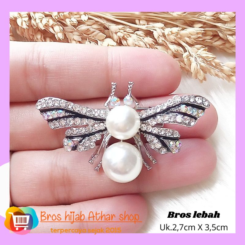 Athar shop COD Bros mutiara kristal fashion korea aksesoris fashion pin bros tuspin-Lebah 003 silver