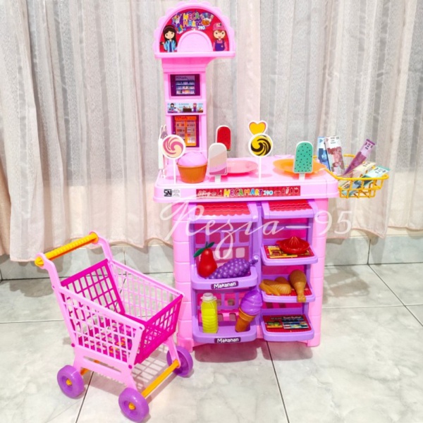 Mainan Anak Megamart Supermarket Kasir Kasiran Minimarket Troli Murah