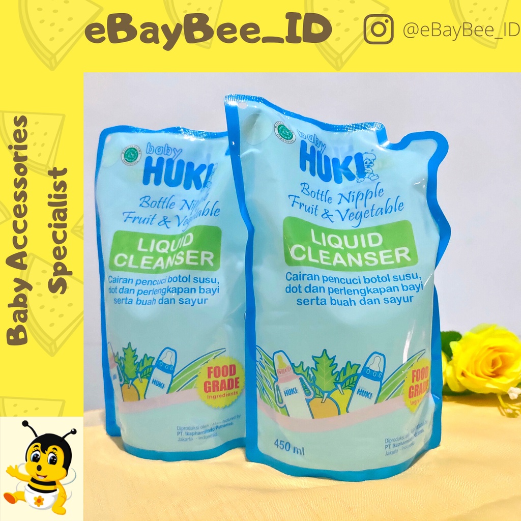 eBayBee_ID BABY HUKI Liquid Cleanser 450 ml| Cairan pencuci botol bayi, buah dan sayur