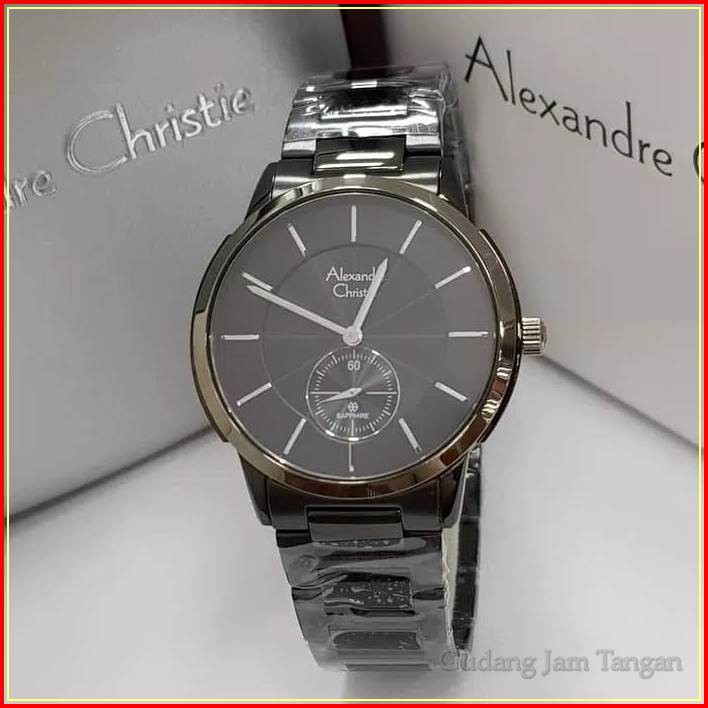 JAM TANGAN PRIA ALEXANDRE CHRISTIE AC 8546 KACA ANTIGORES FULL BLACK ORIGINAL
