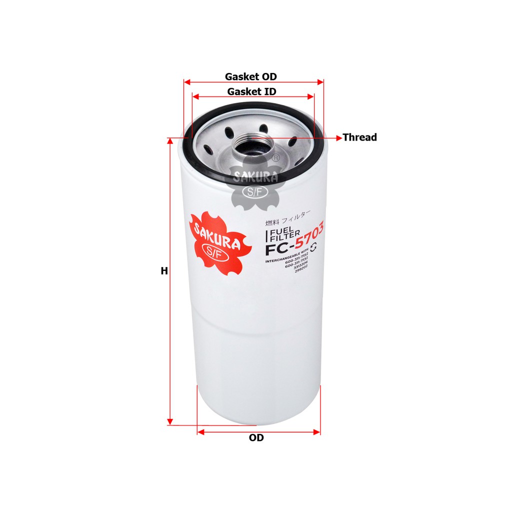 Sakura Fuel Filter Solar FC-5703 Komatsu D155A-2A, Komatsu D5SS-1, Komatsu D55SS-1, Komatsu WA470-3,