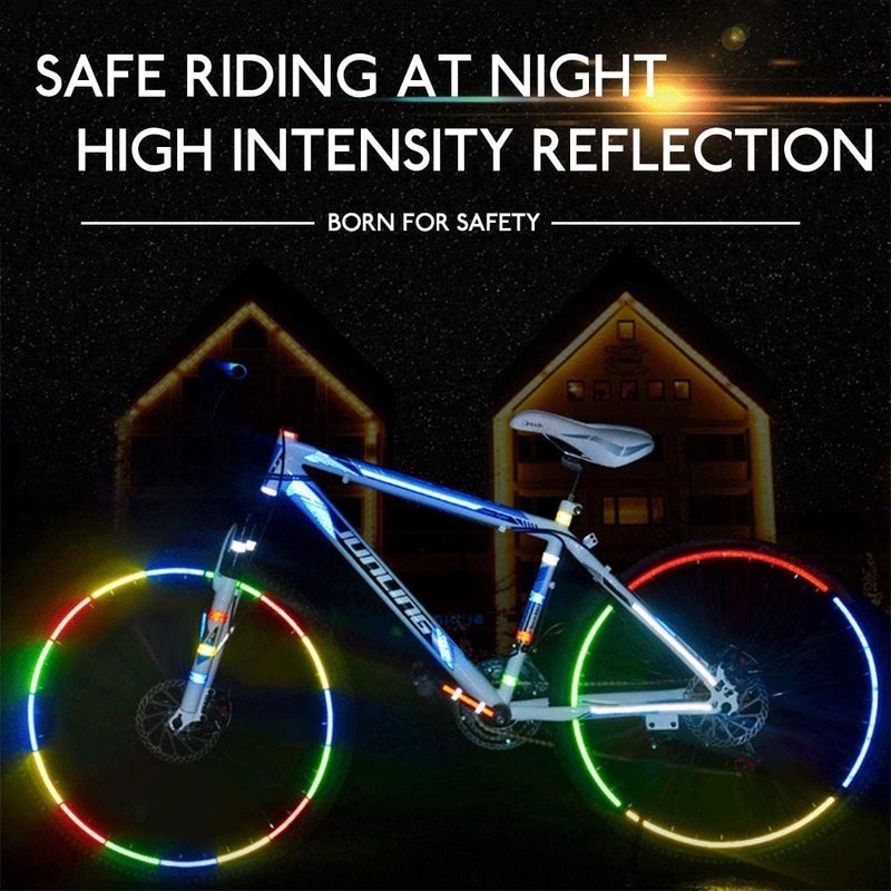 [1Pc Pack Cycling Fluorescent Bike Reflective Stickers] [Motorcycle Bike Body Rim Wheel Stripe Tape] [Safety Decor Sticker Bike Accessories]