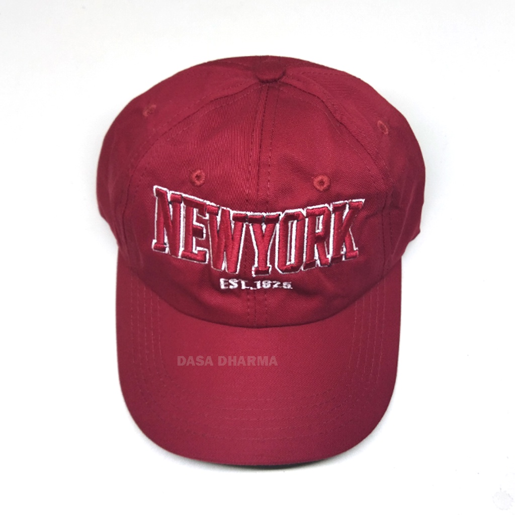 Topi Baseball Pria Dewasa Casual Distro Keren Bordir New York Merah Maroon