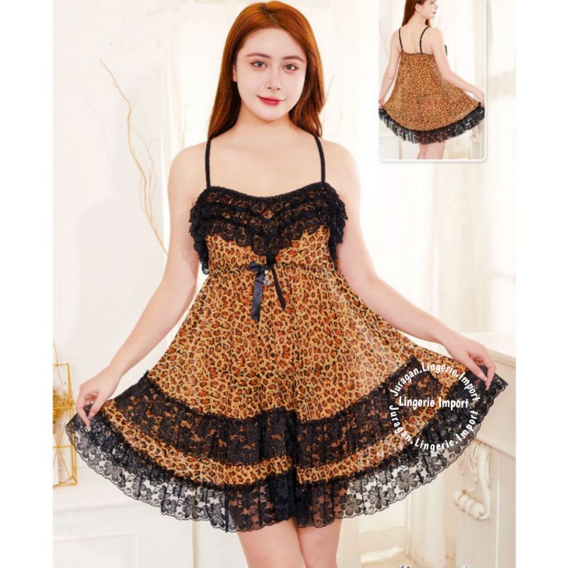JURAGAN lingerie sexy hot big size lengerie sexy motif leopard macan tutul , baju tidur sexy jumbo w