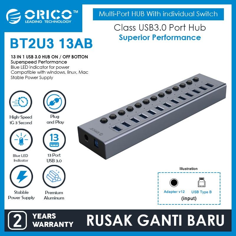 ORICO BT2U3-13AB 13 port USB Hub With Individual Switches