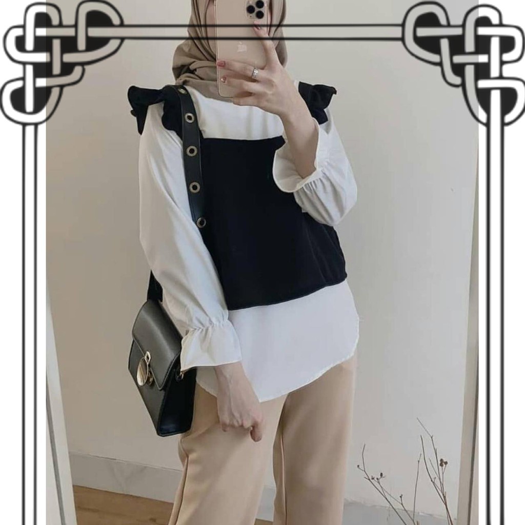 Outfit Blouse 2in1 Wanita ABG Pusat Grosir Baju Muslim Wanita Kekinian Pakaian Blouse Wanita Lengan 