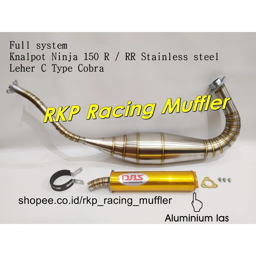 Knalpot Ninja 150 R RR SS kolong DBS type cobra stainless steel silencer aluminium las gold kenalpot