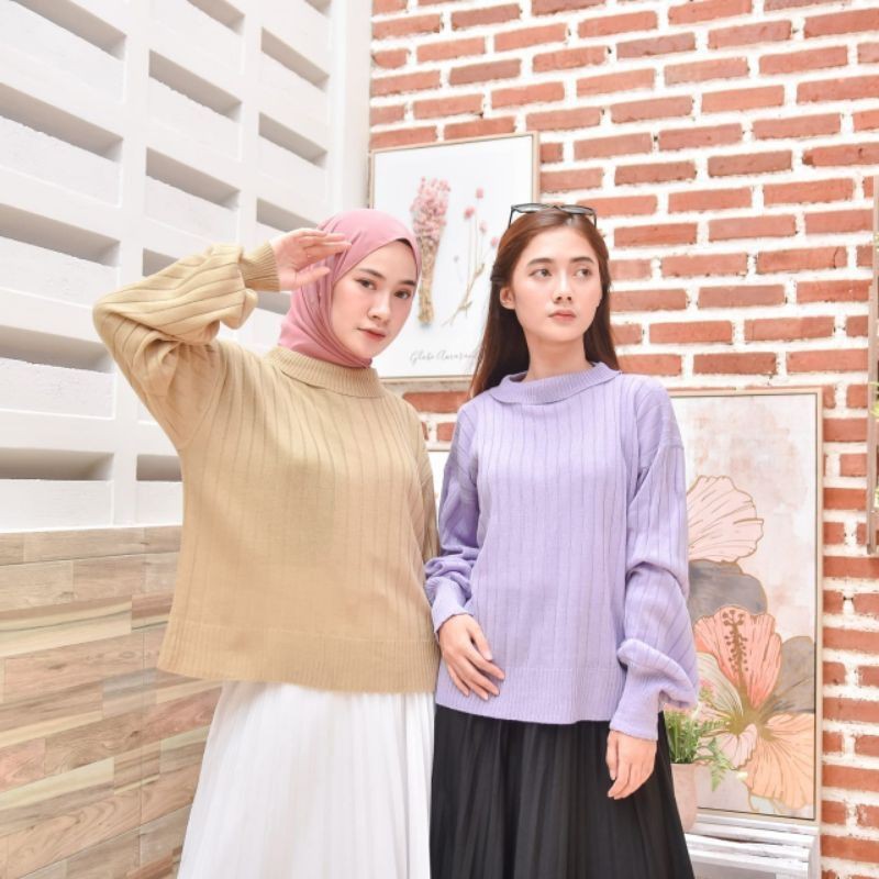 PAKAIAN WANITA-RAJUT JOVANKA- RAJUT OVERSIZE-TURTLENECK KNITWEAR-KASUAL STYLE-PAKAIAN TERLARIS