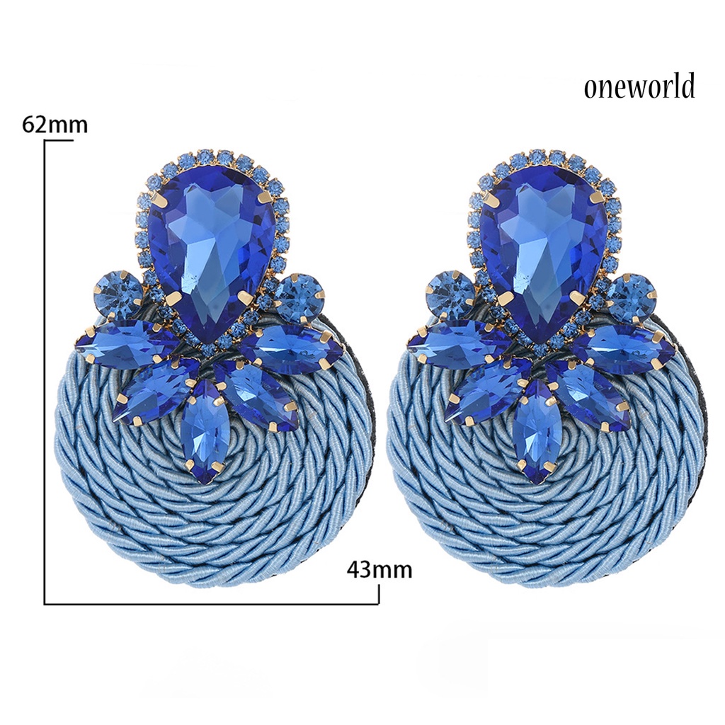 OW# Personality Earrings Exaggerated Handmade Braided Round Plaited Jewelry Ear Studs for Women