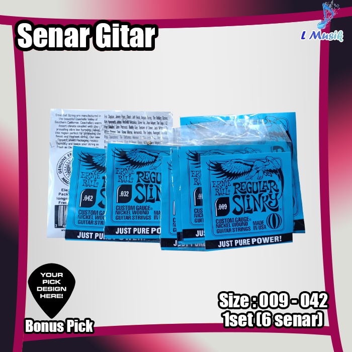 SENAR GITAR ELEKTRIK  ERNIEBALL REGULAR SLINKY BIRU 1 SET UKURAN 009-042(LOKAL PREMIUM) - ERNIE BALL ORIGINAL NICKEL WOUND GUITAR STRINGS