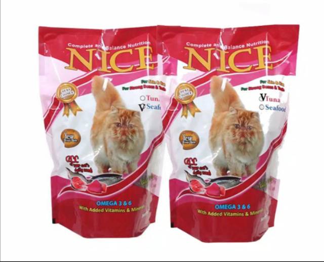 NICE REPACK 1KG seafood and tuna / nice cat food 1KG makanan kucing kering / catfood kering