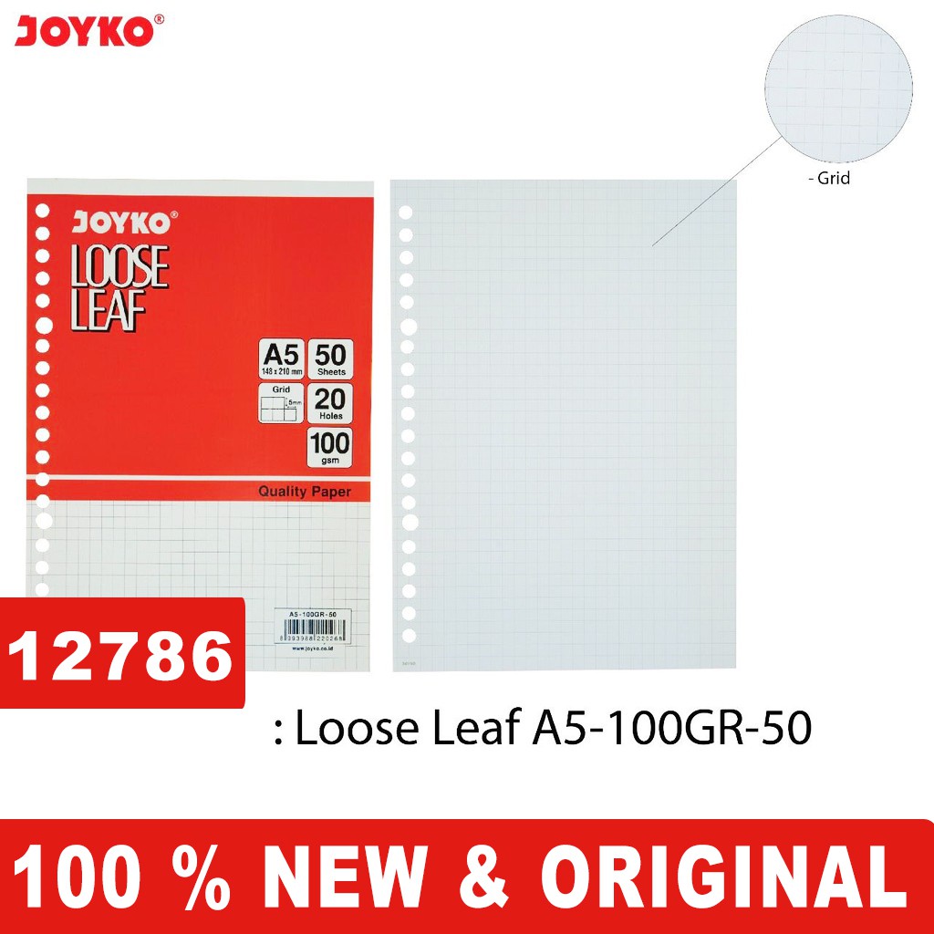 

Refill Loose Leaf Joyko Grid / Kotak A5 100GSM 50 sheet