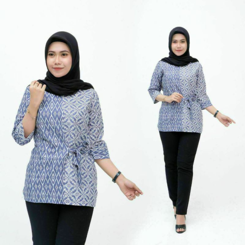 tey-17 Batik Wanita ASJ SA HRB026 Kenogo Kemeja Tosca Pendek-11