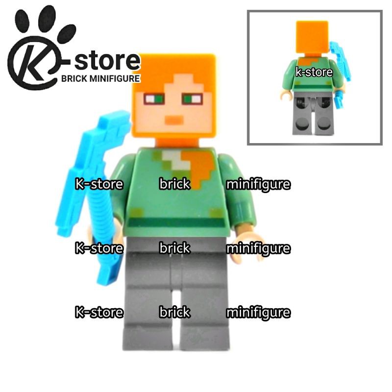 lego minecraft mine craft alex minifigure with picaxe