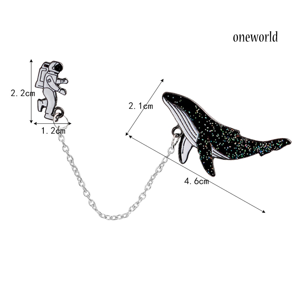 OW@ Unisex Astronaut Whale Enamel Badge Lapel Brooch Pin Clothing Collar Jewelry