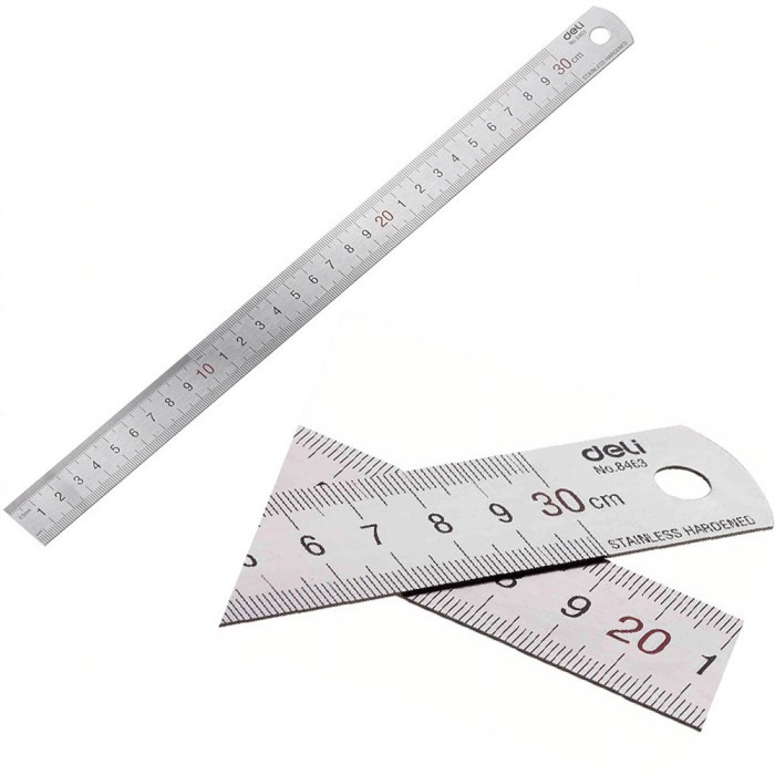 

PENGGARIS MISTAR BESI STAINLESS 30 CM TEBAL BAGUS ANTI GORES KARAT DRAFT RULLER DELI 8463
