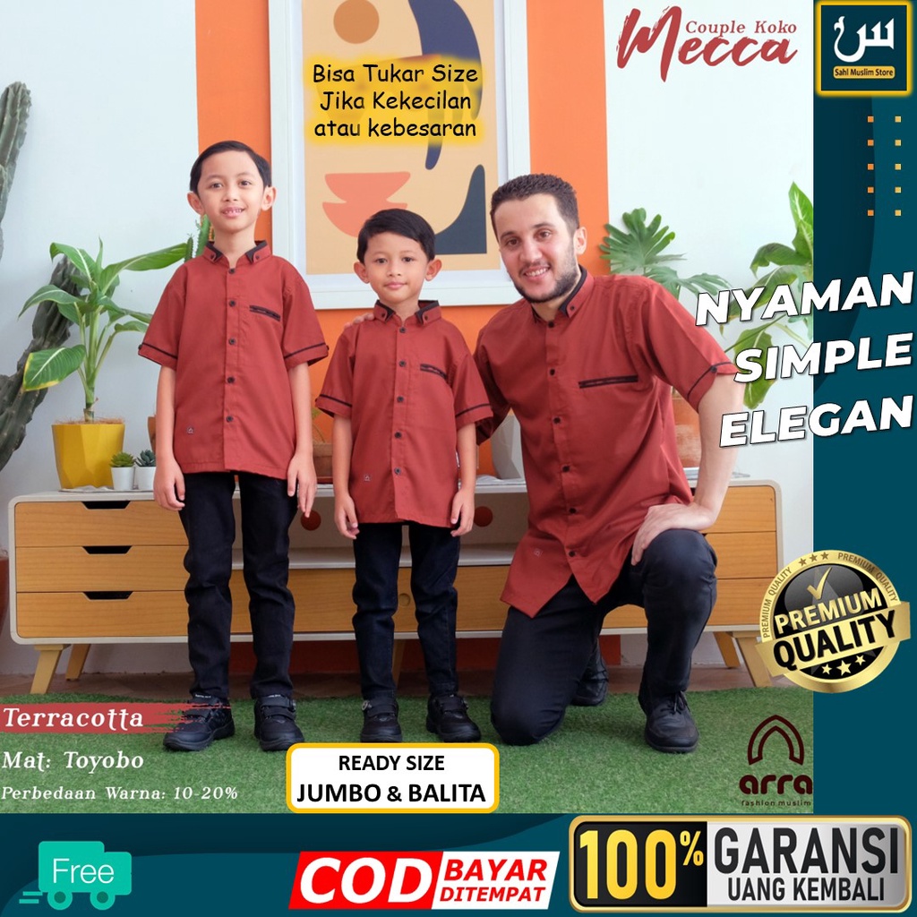 Baju Lebaran Kameja Kemko Kemeja Koko Kokoh Couple Muslim Casual Pria Ayah Dan Anak Remaja Laki Laki