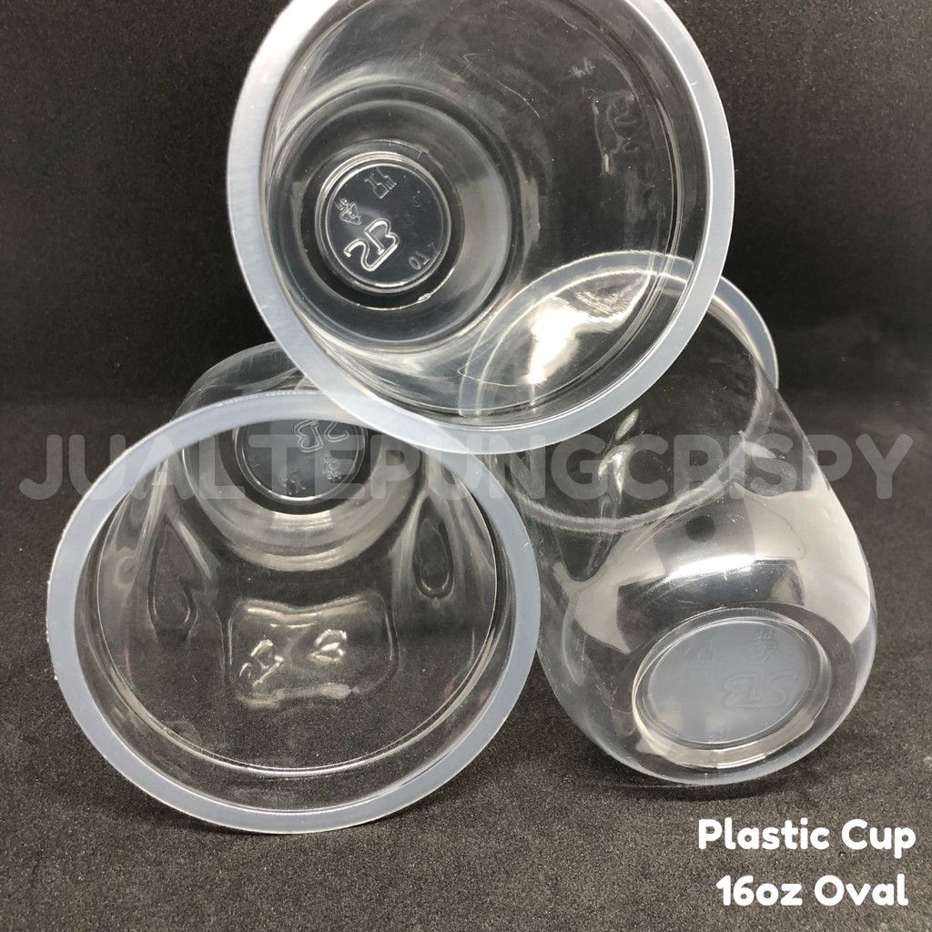 Gelas Plastik 16oz oval / Gelas Plastik Oval / Plastik Cup / Cup Minuman Tanpa Tutup