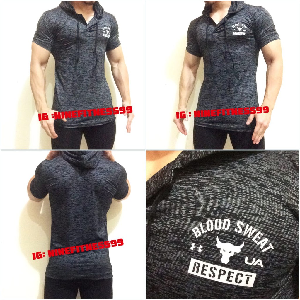 Baju hoodie fitness UA BULL Misty dark gray S02