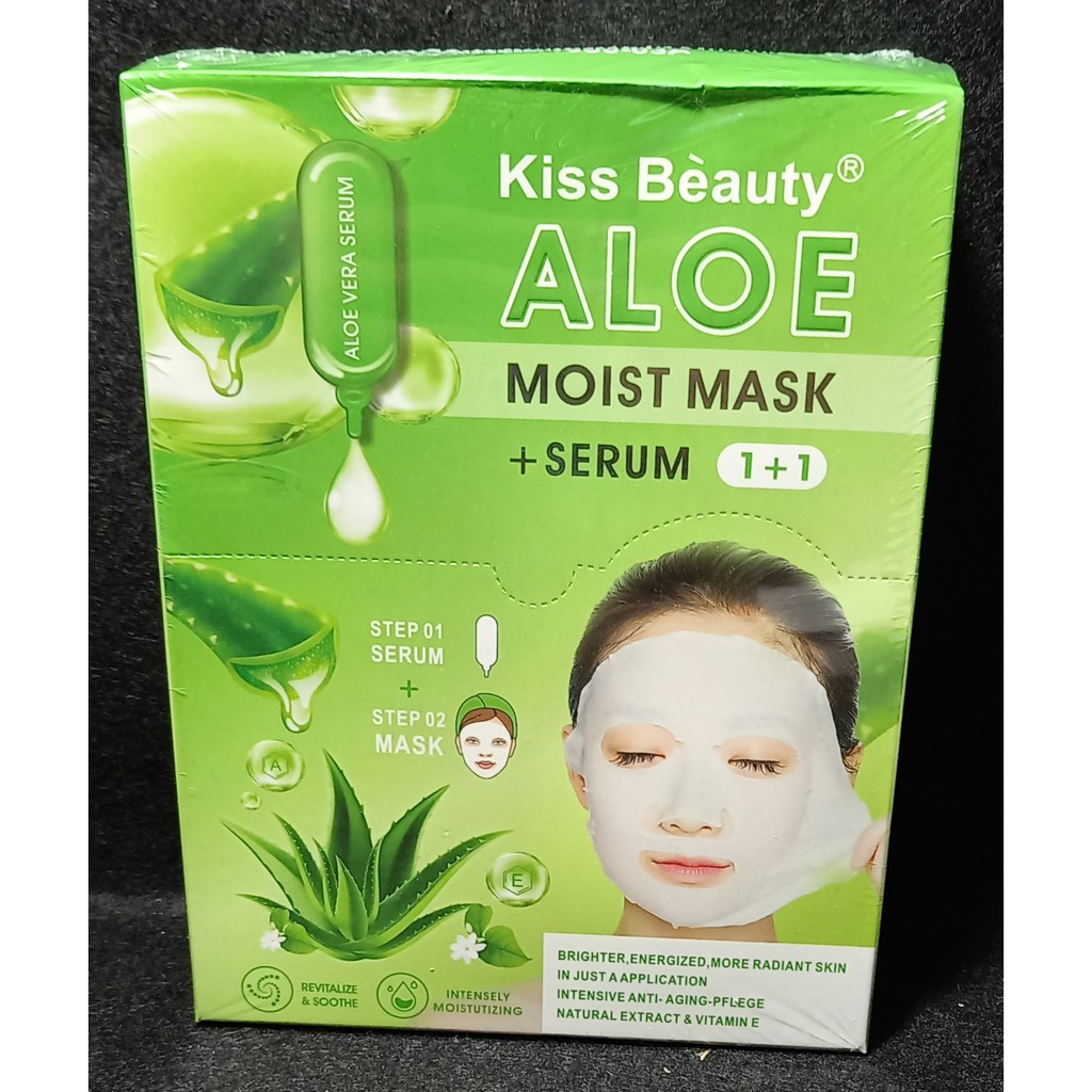 ECER!!!KISS BEAUTY MOIST MASK + SERUM 2in1 ALOE VERA - COLLAGEN NO.1086