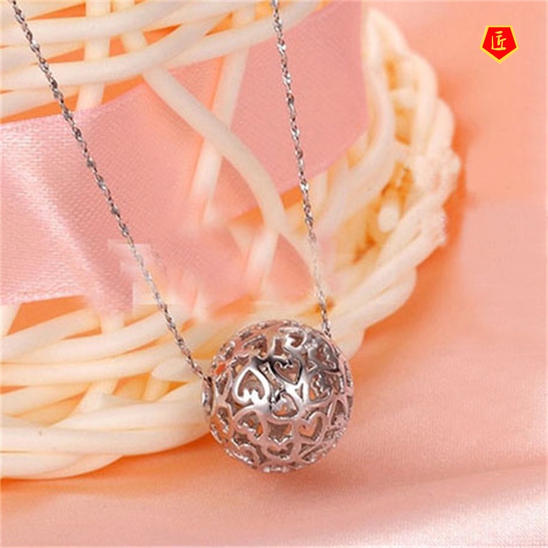 [Ready Stock]Hollow Exquisite Ball Necklace Silver Simple Fashion