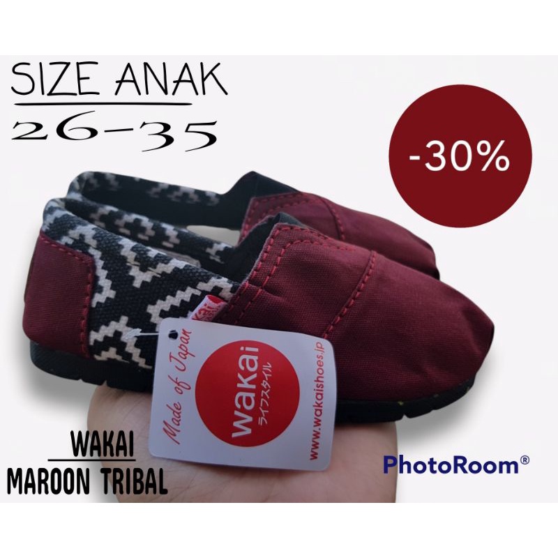 Sepatu Slip on Anak Pria Wanita Dewasa Wakai Maroon Tribal terbaru