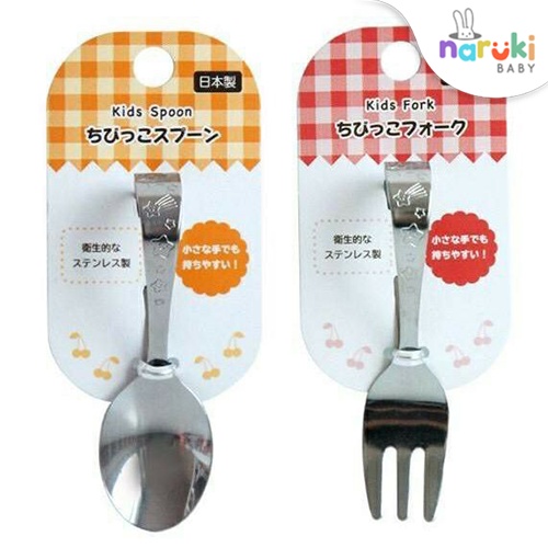 Sendok Garpu Makan Bayi Anak Stainless Feeding Spoon Fork Set Japan