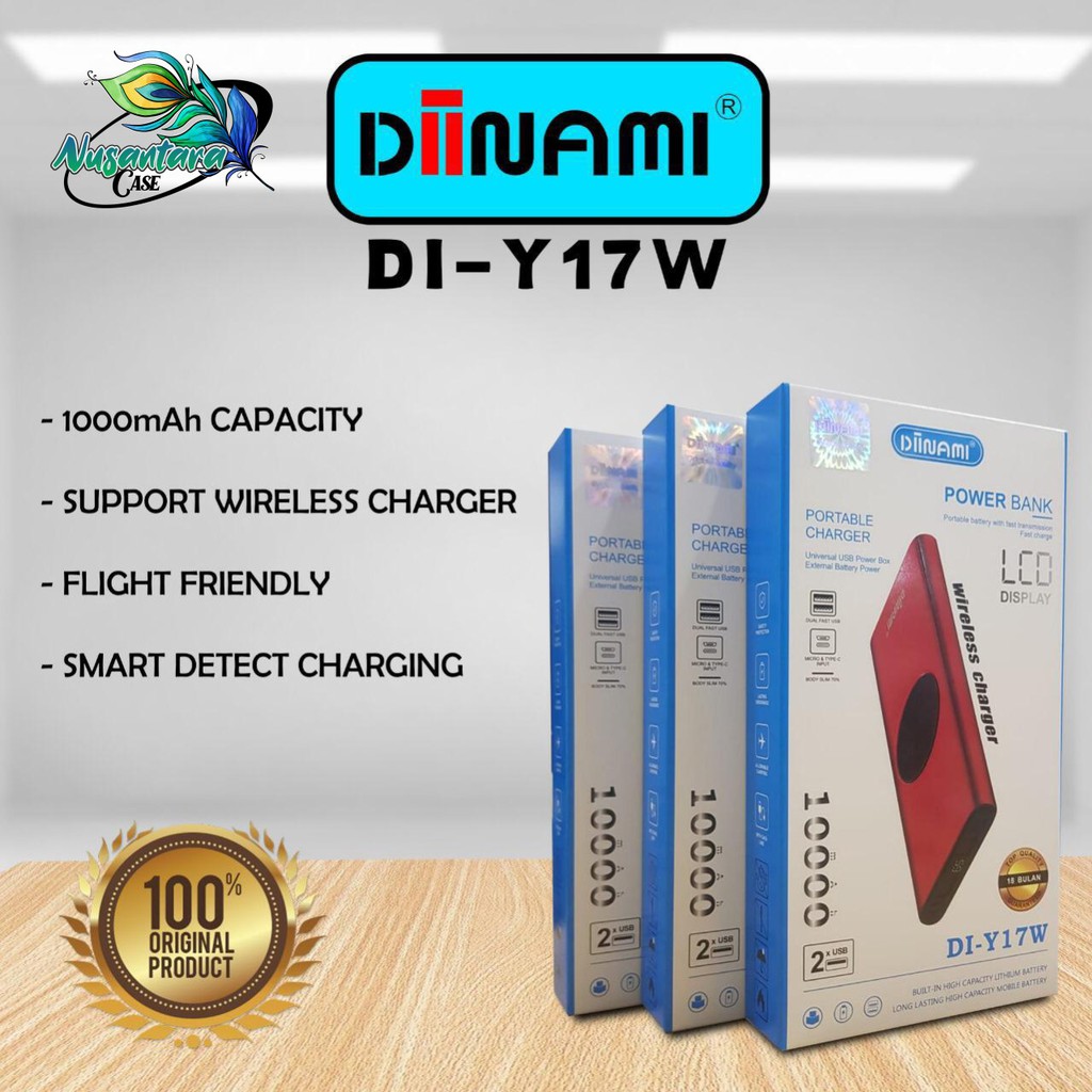 BM105 Powerbank diinami Y17W real 10000MAH + wireless charger power bank NC4070