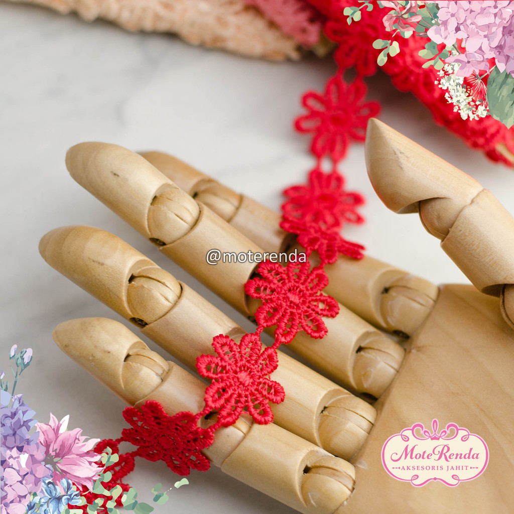 Renda giper melati, lebar 2.5cm (harga per 50cm) gyper/bordir kode 5GVI25