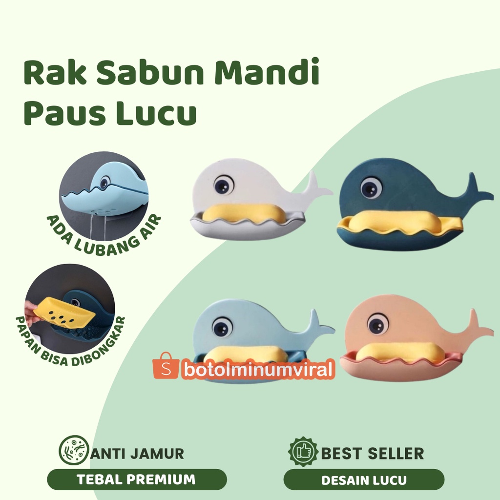 Tempat Sabun Batang Model Ikan Paus Lucu Soap Holder Kamar Mandi