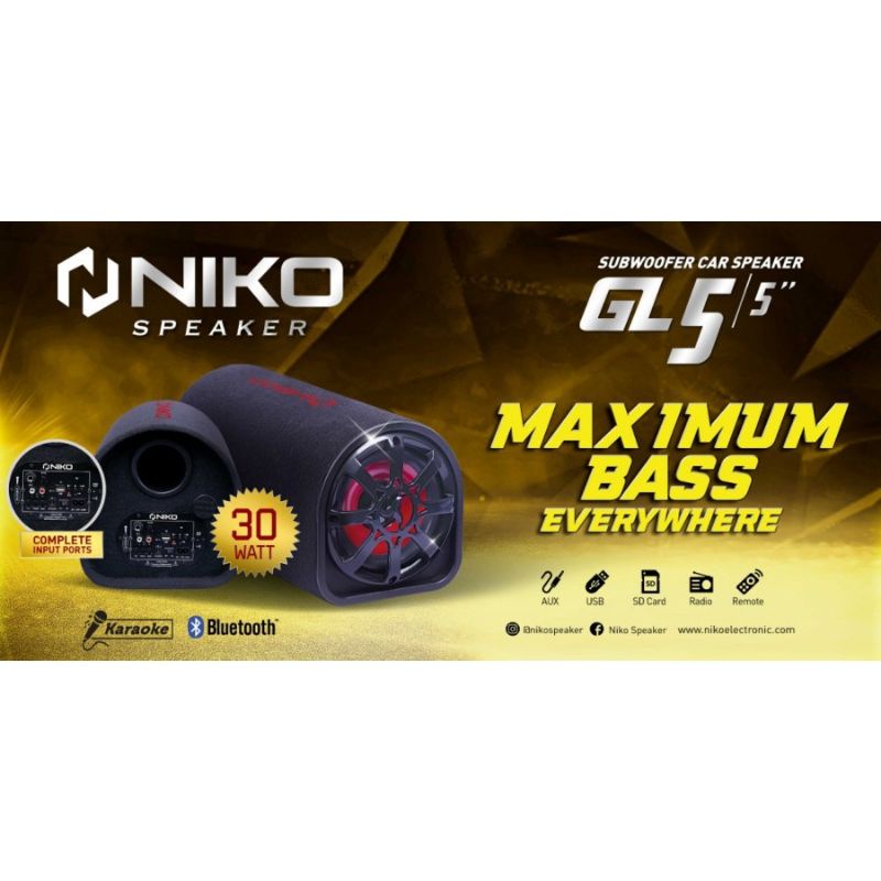 Speaker Niko GL5 Bluetooth 5inc / speaker tabung Speaker Bass Subwoofer GL 5 / speaker karaoke oke 5 inch 30 Watt speaker tabung speaker mic speaker mix