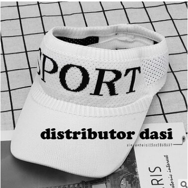 Topi wanita sport sun visor bahan rajut elastis hitam putih pink cream biru ready stok