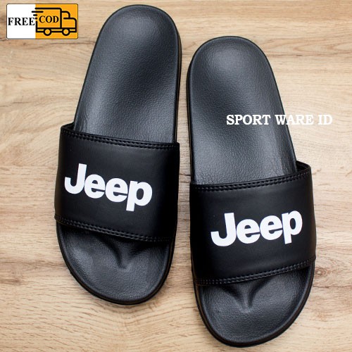 Sandal Slop Pria JEEP Karet / Sandal Slide Selop Slip on unisex Hitam