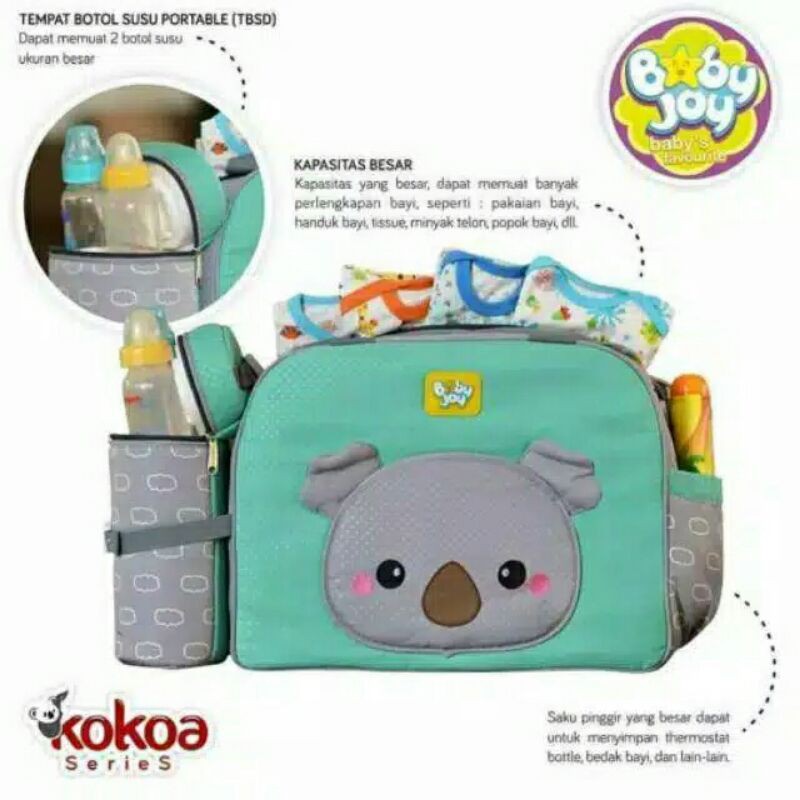 Baby Joy-Tas Bayi Besar + Tempat Botol Susu Bayi Kokoa Series BJT 1032-Tas Bany Joy Kokoa Besar