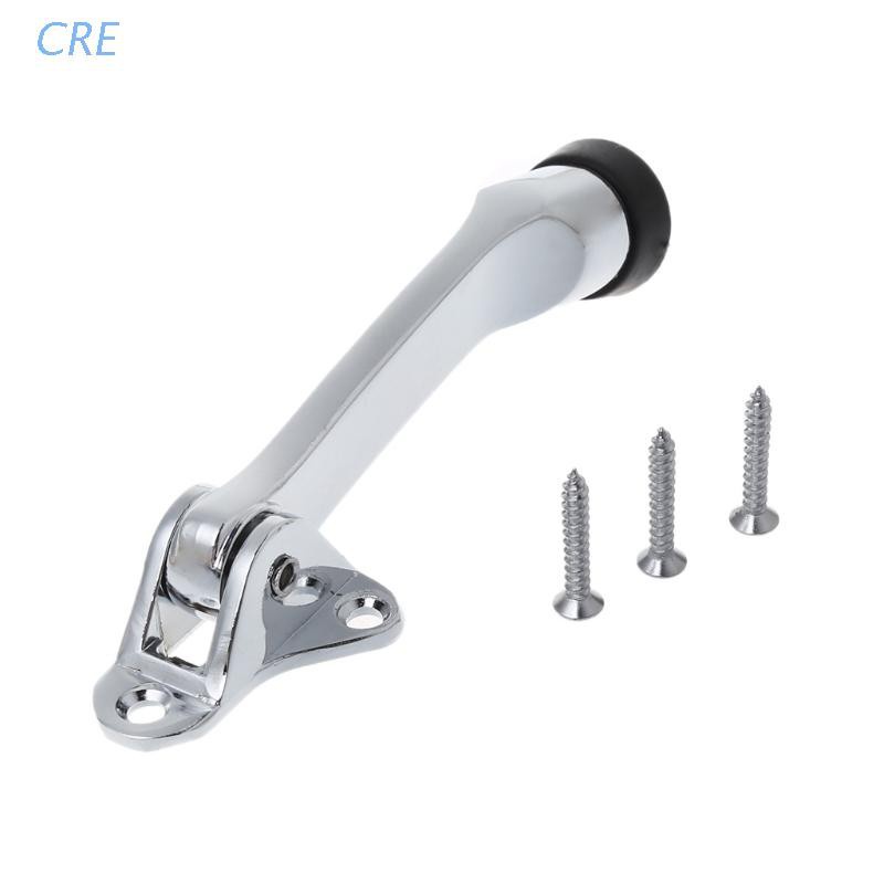 CRE  Zinc Alloy Satin Chrome Lever Door Stopper With Rubber Feet Mounted Holder